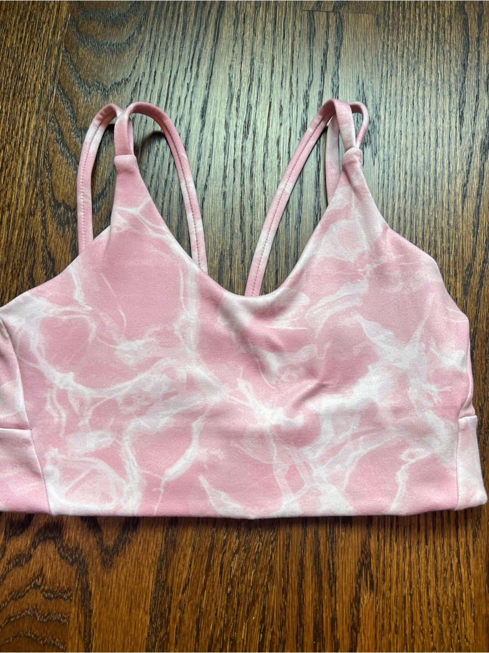 Athleta Girl Lightweight Pink Marble Sports Bralette - Double Strap Support